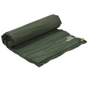 Rolled out green U.S. military Therm-A-Rest self-inflating lightweight sleeping pad for outdoor and camping use.