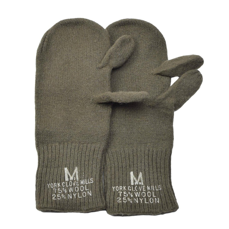 Original U.S. military trigger mittens in wool and nylon blend with separate trigger finger for cold weather use.