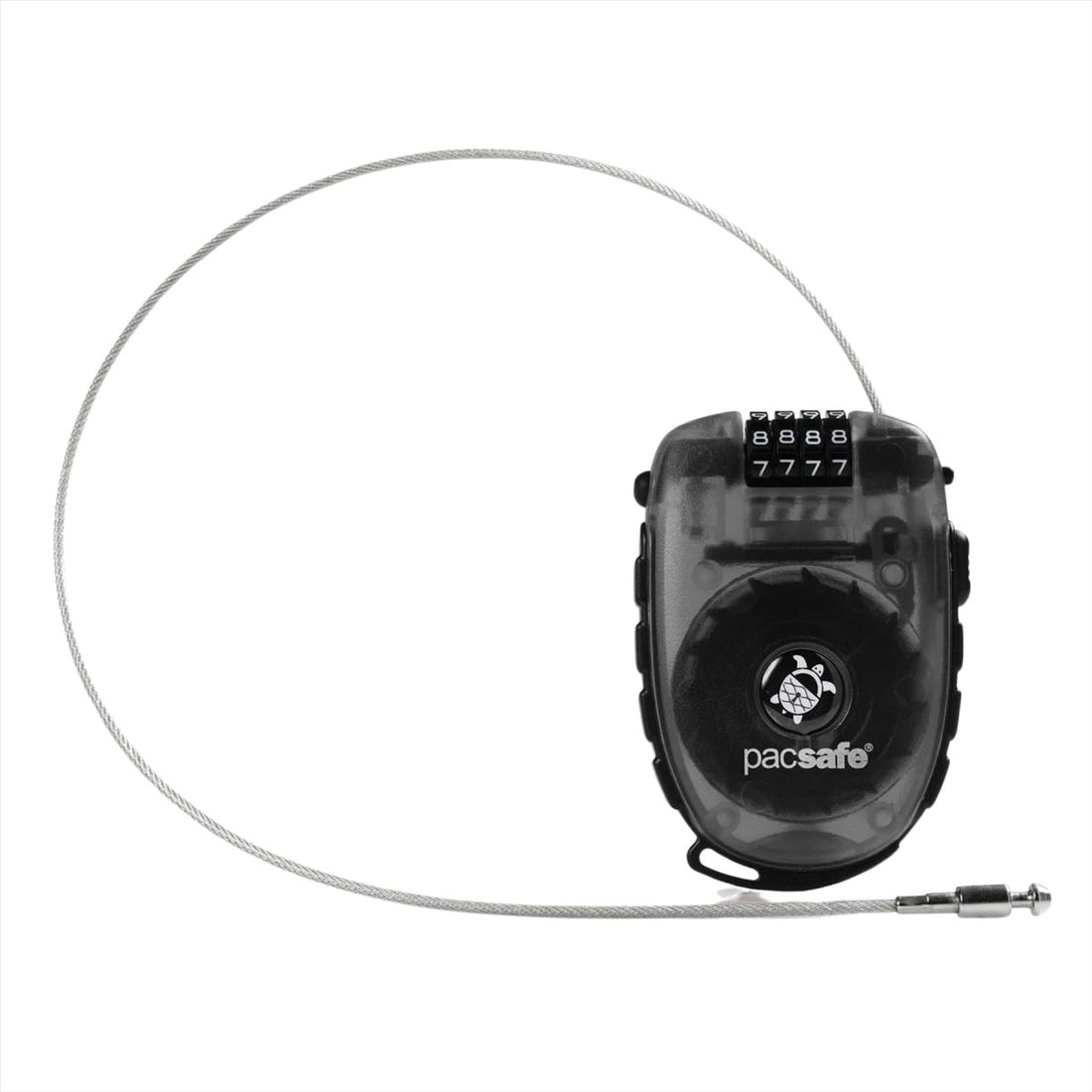 Pacsafe Retractasafe 250 Candado de cable retráctil Cable de acero inoxidable de 4 diales