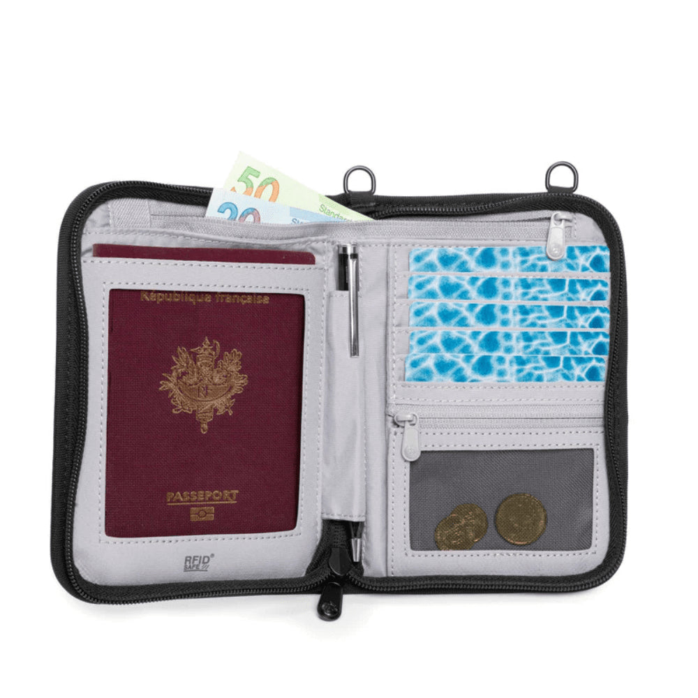 PACSAFE V150 Document Bag Organizador Compacto Anti RFID Bloqueo de RFID Negro