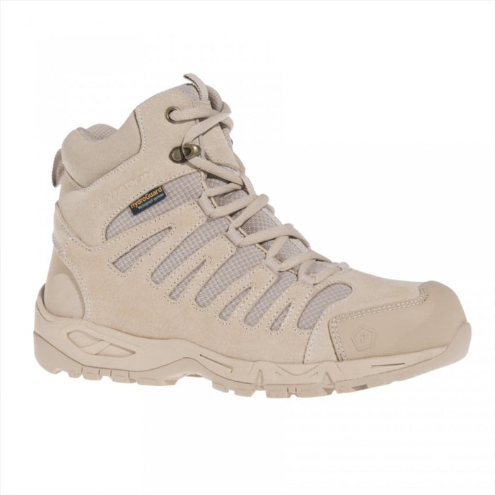 Beige Pentagon Achilles XTR 6 tactical boot with suede leather, nylon mesh, waterproof design, and rugged sole for outdoor use