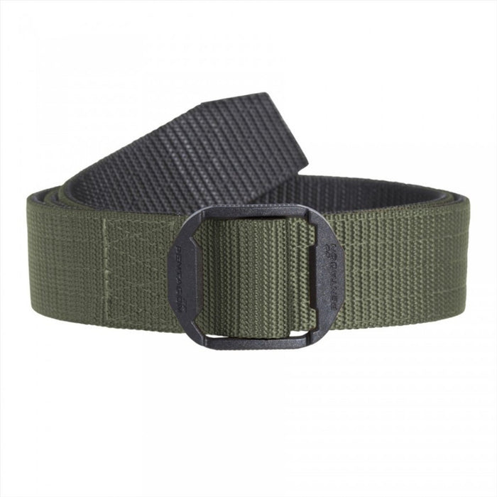 Cinturón táctico duradero de nailon verde con doble hebilla POM no metálica negra diseñada para uso diario y profesional.