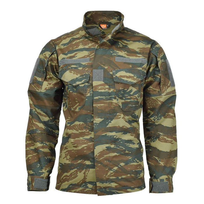 Chaqueta militar Pentagon Lycos en camuflaje de lagarto del ejército griego, tejido ripstop duradero, repelente al agua, diseño táctico.