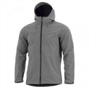 Lightweight gray Pentagon Monlite WP softshell jacket with waterproof, windproof shell and adjustable hood for outdoor use