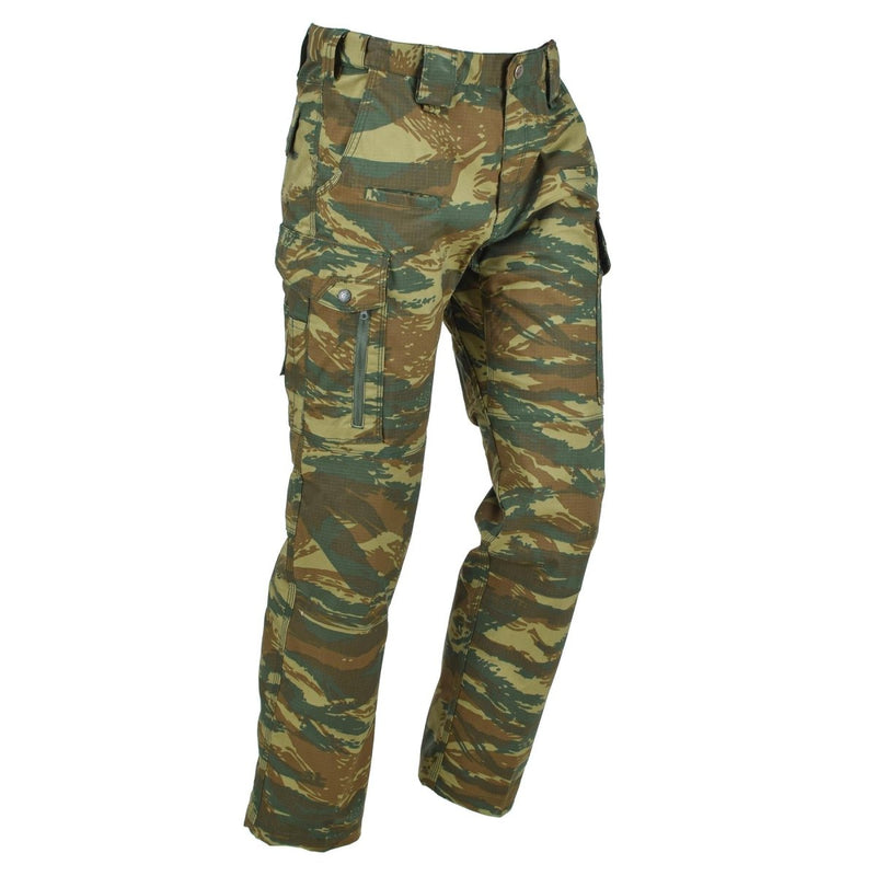 Pentagon Ranger 2.0 military style lizard camo pants with ripstop fabric, reinforced seat, and multiple pockets for durability.