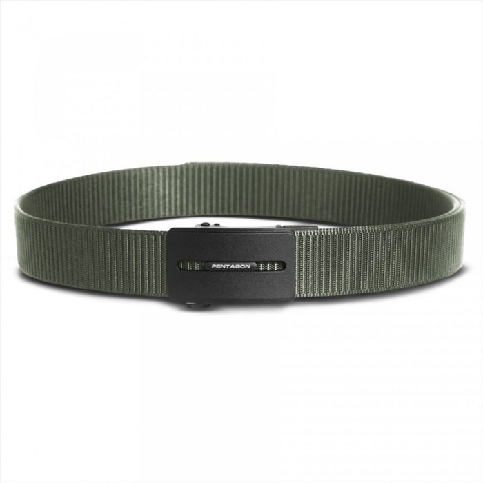 Cinturón táctico de nailon de 35 mm en color verde oliva con hebilla ajustable de aleación de zinc, diseño duradero y minimalista