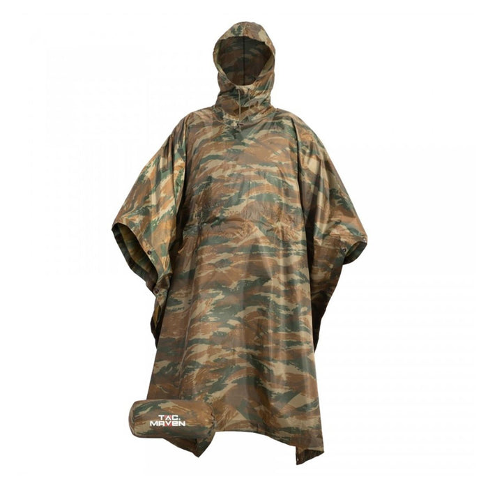 PENTAGON Poncho impermeable Ripstop Capucha ajustable Paquete de compresión Lizard Camo - GoMilitar
