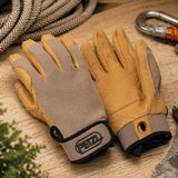 Petzl Cordex Guantes de escalada Doble capa de cuero Manejo de cuerda de rappel Beige