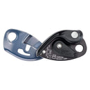 Petzl GRIGRI+ assisted braking belay device in black and gray for sport climbing and rappelling safety.