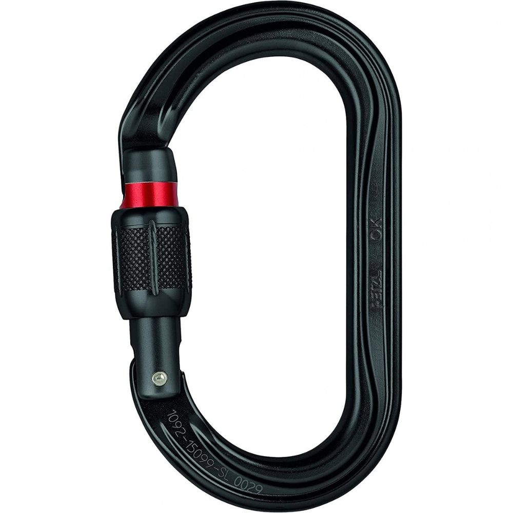 PETZL OK SCREW-LOCK Mosquetón Simétrico Aluminio Aparejo Negro 24kN