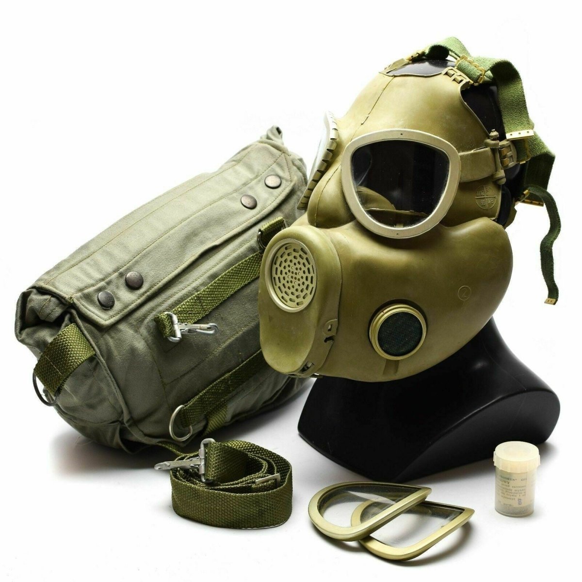 Máscara de gas militar polaca MP-4 Genuino respiratorio Químico gris aceituna OD Nuevo