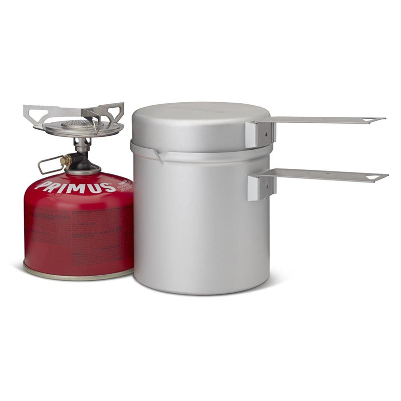 Compact lightweight Primus Essential Trail KIT stove set with 1L pot for backpacking and outdoor cooking.