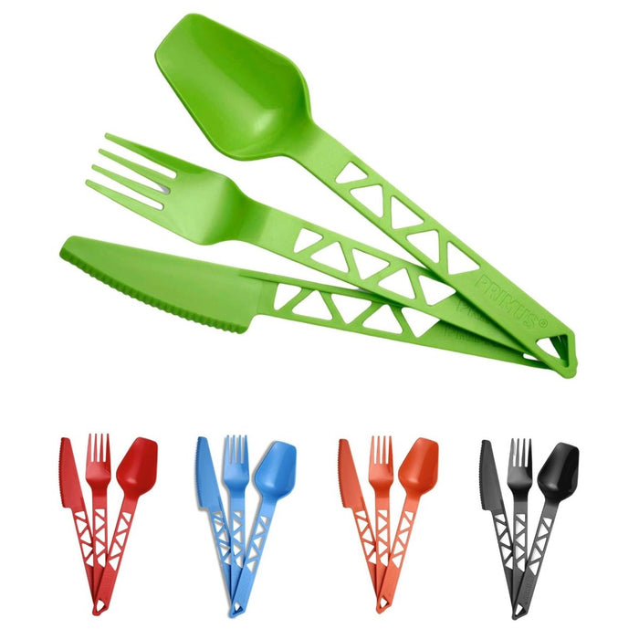 Juego de cubiertos de camping de plástico liviano con cuchara, cuchillo y tenedor en varios colores para uso en exteriores