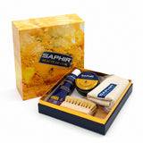 Saphir Box Kit grande para el cuidado del calzado, juego de paños y cepillos para pulir cuero liso