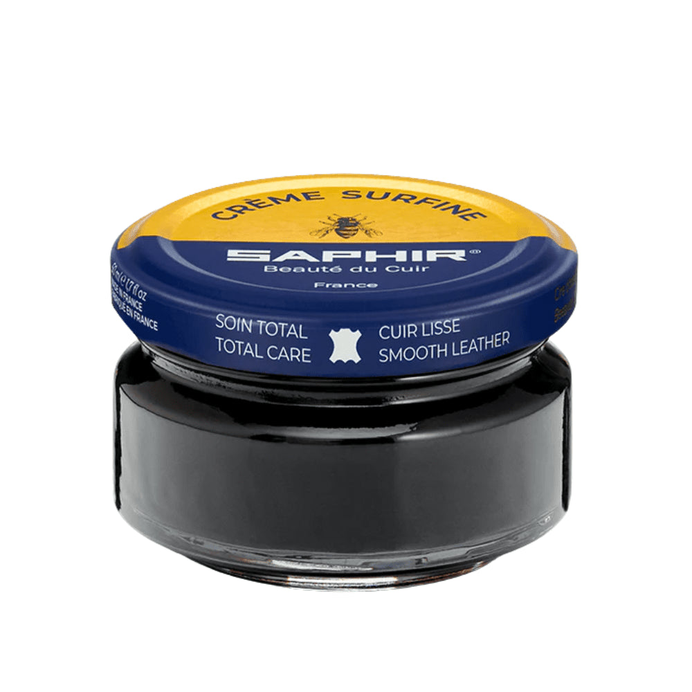 Saphir Creme Surfine Leather Shoe Cream Polish 50ml Cuidado de cera de abejas Negro