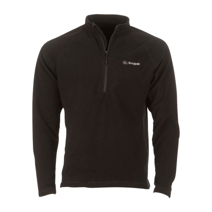 Chaqueta polar Snugpak IMPACT Cuello alto suave Protector de barbilla 1/4 cremallera Negro - GoMilitar