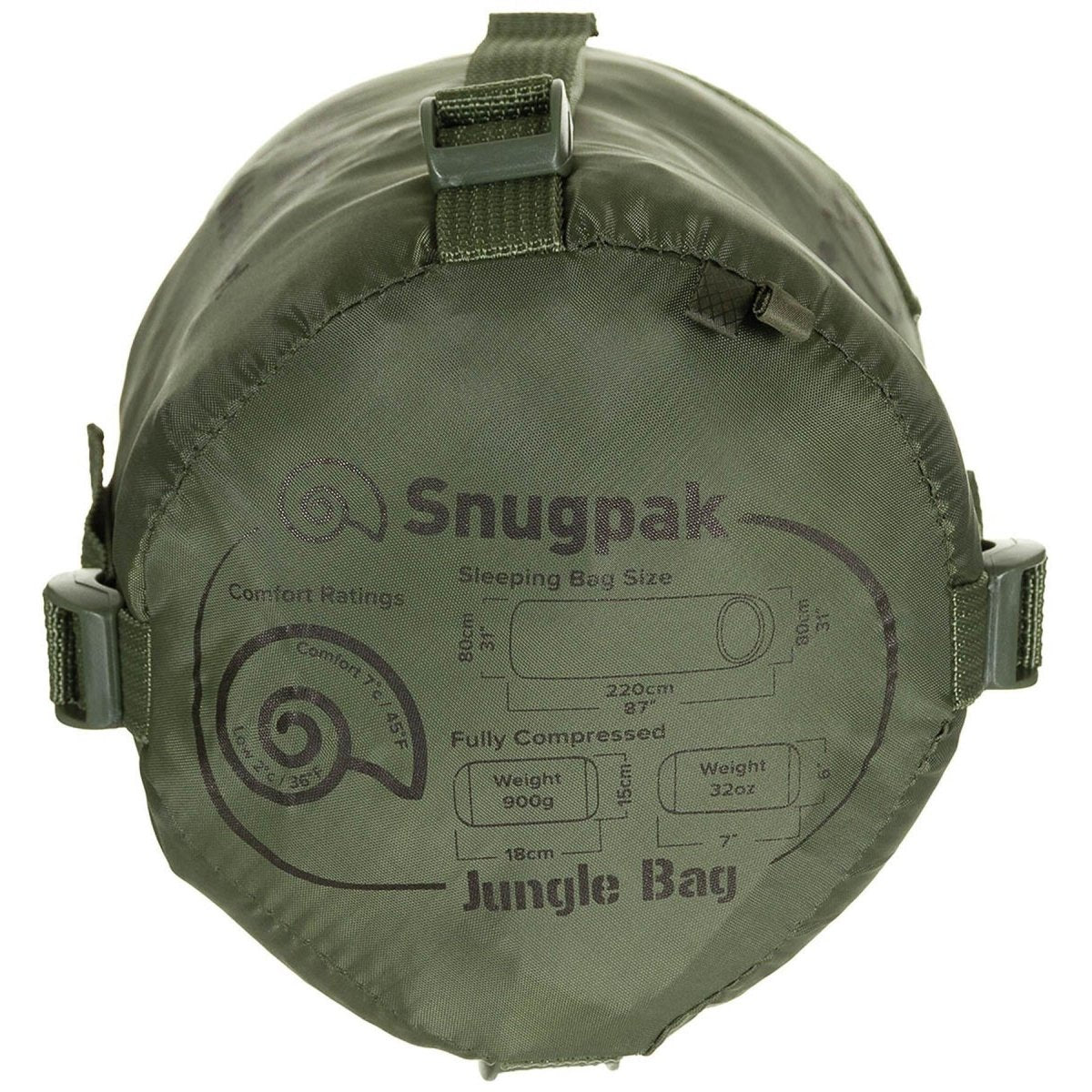 Snugpak Dipnoming Bacs de 220 cm Mosquito Neta de compresión Oliva