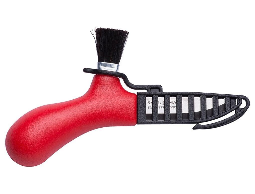Cuchillo sueco Mora hongo recogiendo acero inoxidable cepillo de caballo real rojo