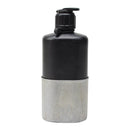 Black Swiss Army military canteen with attached aluminum cup, durable polymer design for outdoor use, 0.8 liters capacity.