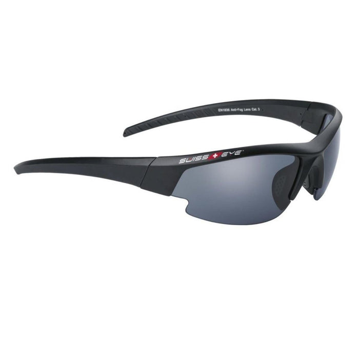 Gafas de tiro balístico SWISS EYE con diseño aerodinámico, patillas de goma ajustables y lentes antivaho.
