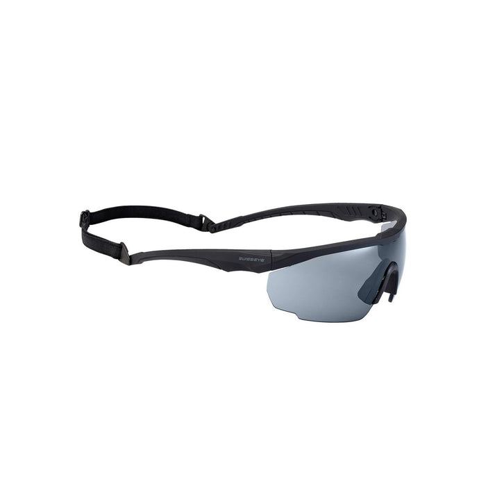 Gafas de seguridad SWISS EYE con lentes tintadas oscuras, correa ajustable, antivaho, antirayaduras y protección UV para disparar.