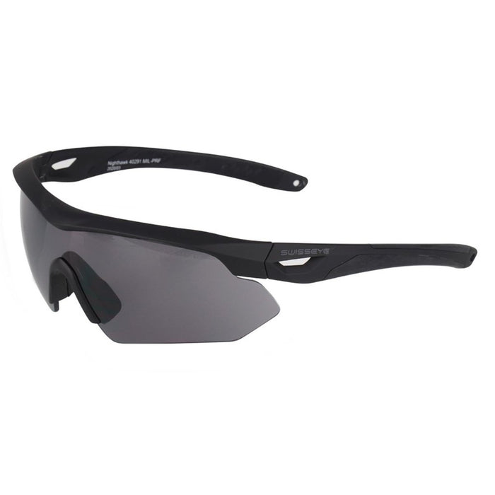 Gafas de tiro tácticas SWISS EYE Nighthawk negras con ángulo ajustable y lentes protectoras tintadas