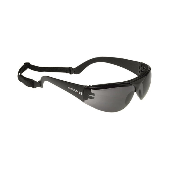 SWISS EYE Gafas de seguridad anchas con lentes color humo, gafas de protección antivaho, antirayaduras y correa ajustable