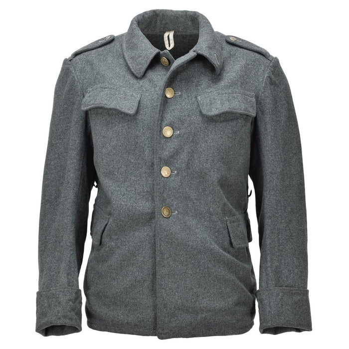 Chaqueta de campo militar suiza Charreteras de hombro abotonadas vintage Lana Gris - GoMilitar