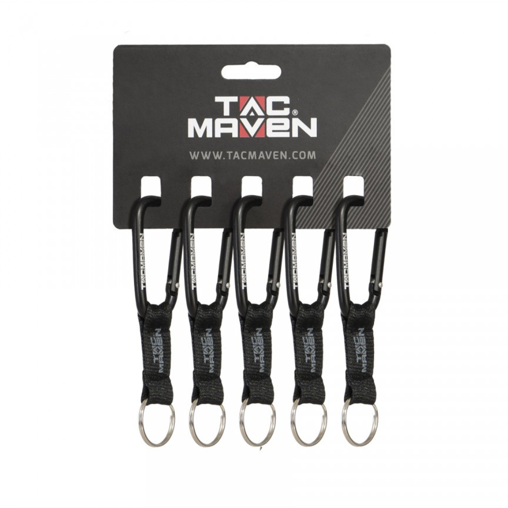 TAC MAVEN Mosquetones de aluminio de 7 mm, paquete de 5 clips para llaves para acampar al aire libre