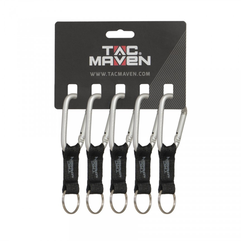 TAC MAVEN Mosquetones de aluminio de 7 mm, paquete de 5 clips para llaves para acampar al aire libre