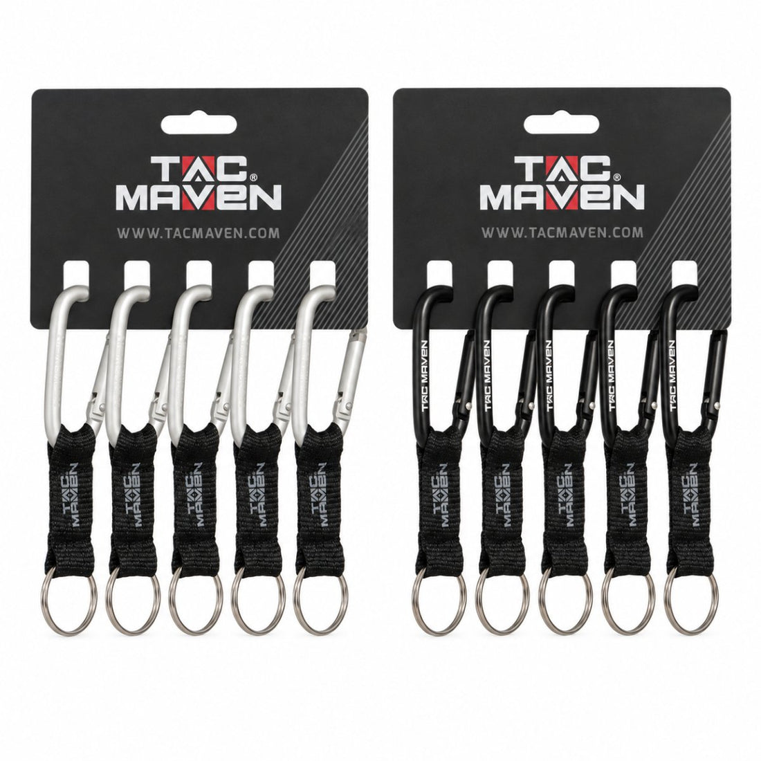 TAC MAVEN Mosquetones de aluminio de 7 mm, paquete de 5 clips para llaves para acampar al aire libre