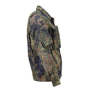 TACGEAR German military style field jacket with Flecktarn camo pattern, multiple pockets, and reinforced elbows for durability.