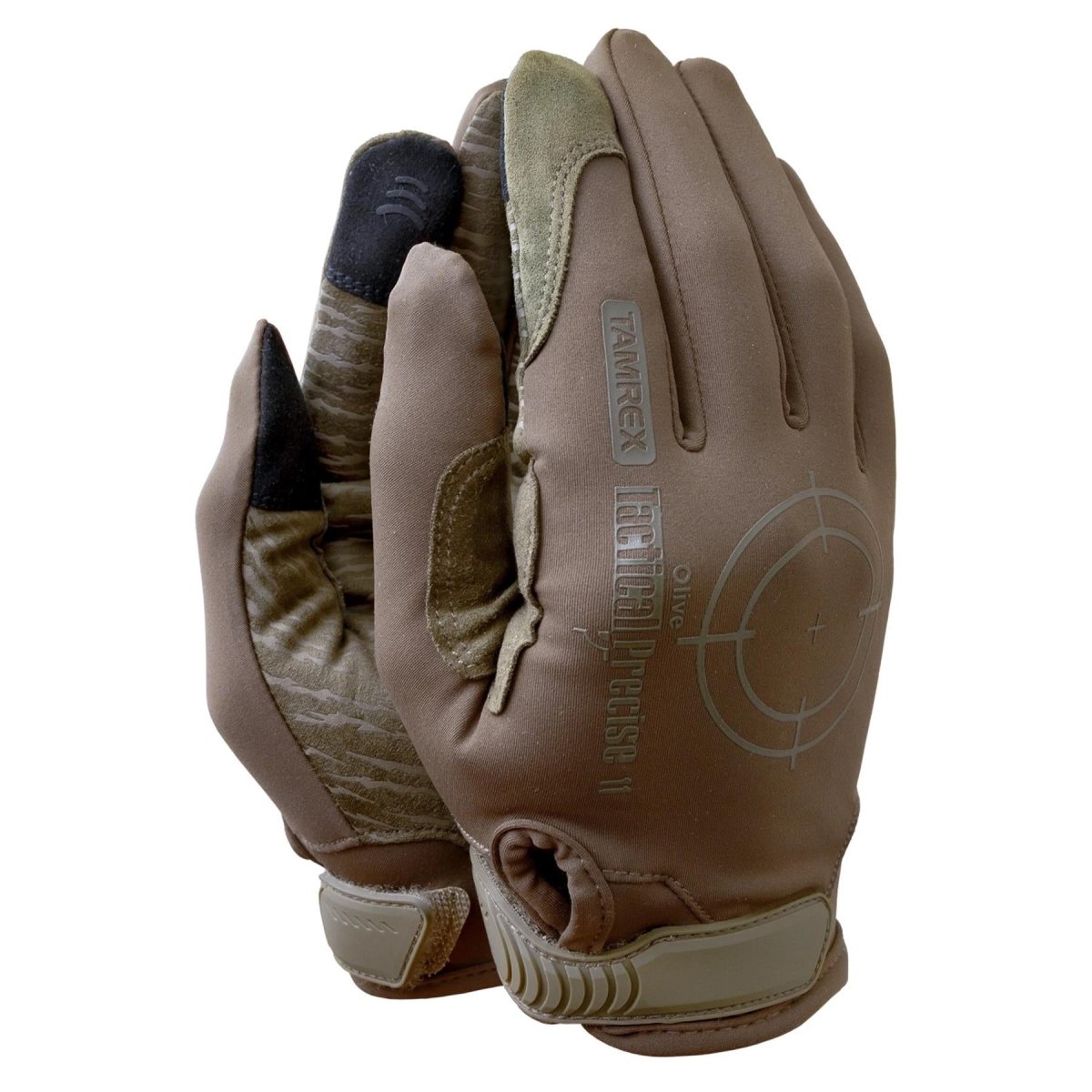 TAMREX Guantes tácticos precisos Cuero de PU Licra flexible Pantalla táctil Oliva
