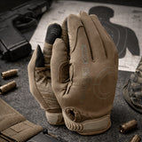 TAMREX Guantes tácticos precisos Cuero de PU Licra flexible Pantalla táctil Oliva