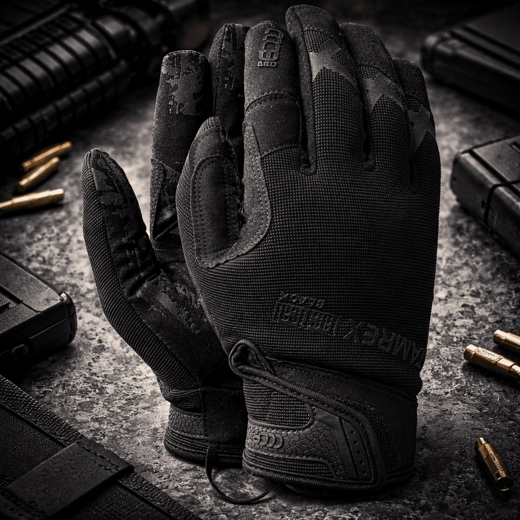 TAMREX Guantes tácticos Cuero sintético extremadamente duradero Buen agarre Negro