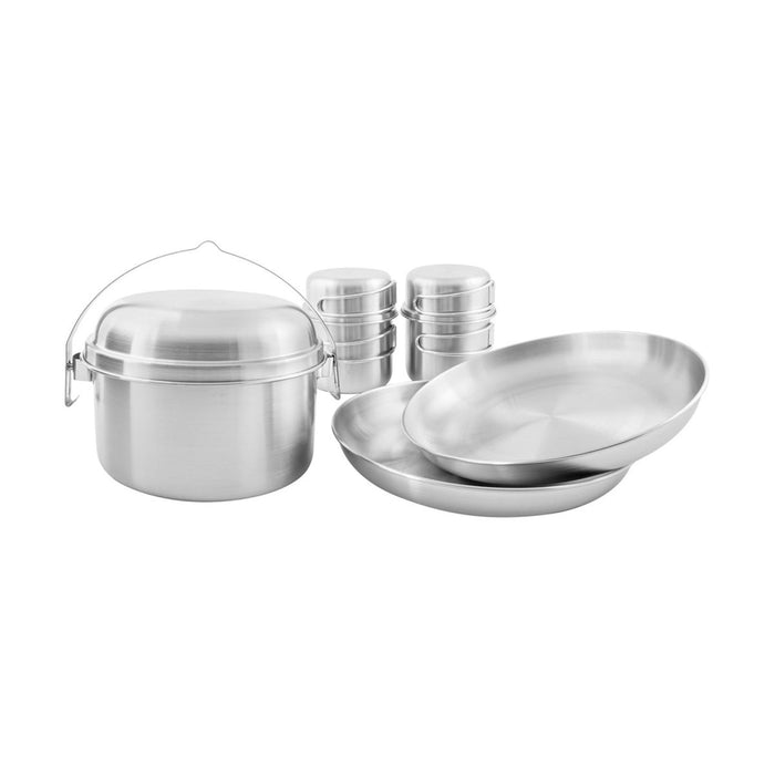 Tatonka Picnic Set II 8 piezas utensilios de cocina compactos para acampar kit de cocina para senderismo sartén tazón - GoMilitar