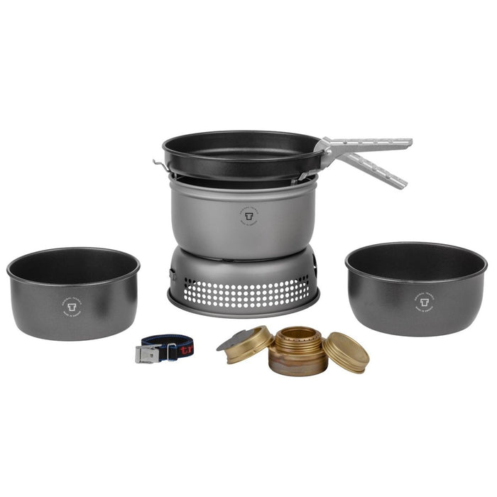 Juego de estufa compacta con quemador de combustible de aluminio ligero Trangia, utensilios de cocina para acampar - GoMilitar