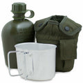 Botella de agua de cantina M1 de estilo del ejército de EE. UU. Con taza de cubierta y clips de Alice Militares de los Estados Unidos