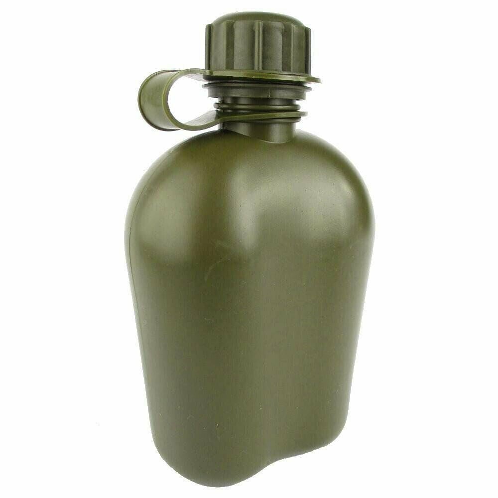 Botella de agua de cantina M1 de estilo del ejército de EE. UU. Con taza de cubierta y clips de Alice Militares de los Estados Unidos