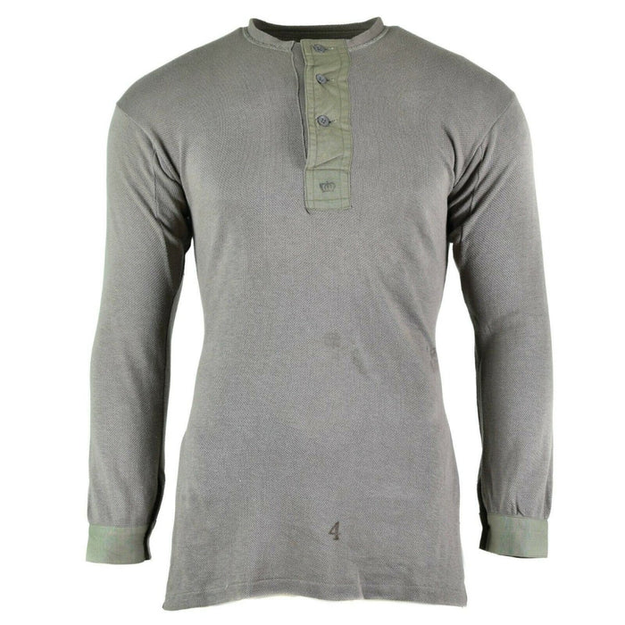Camisa gris genuina del ejército sueco de la Segunda Guerra Mundial, camiseta interior excedente militar para clima frío - GoMilitar